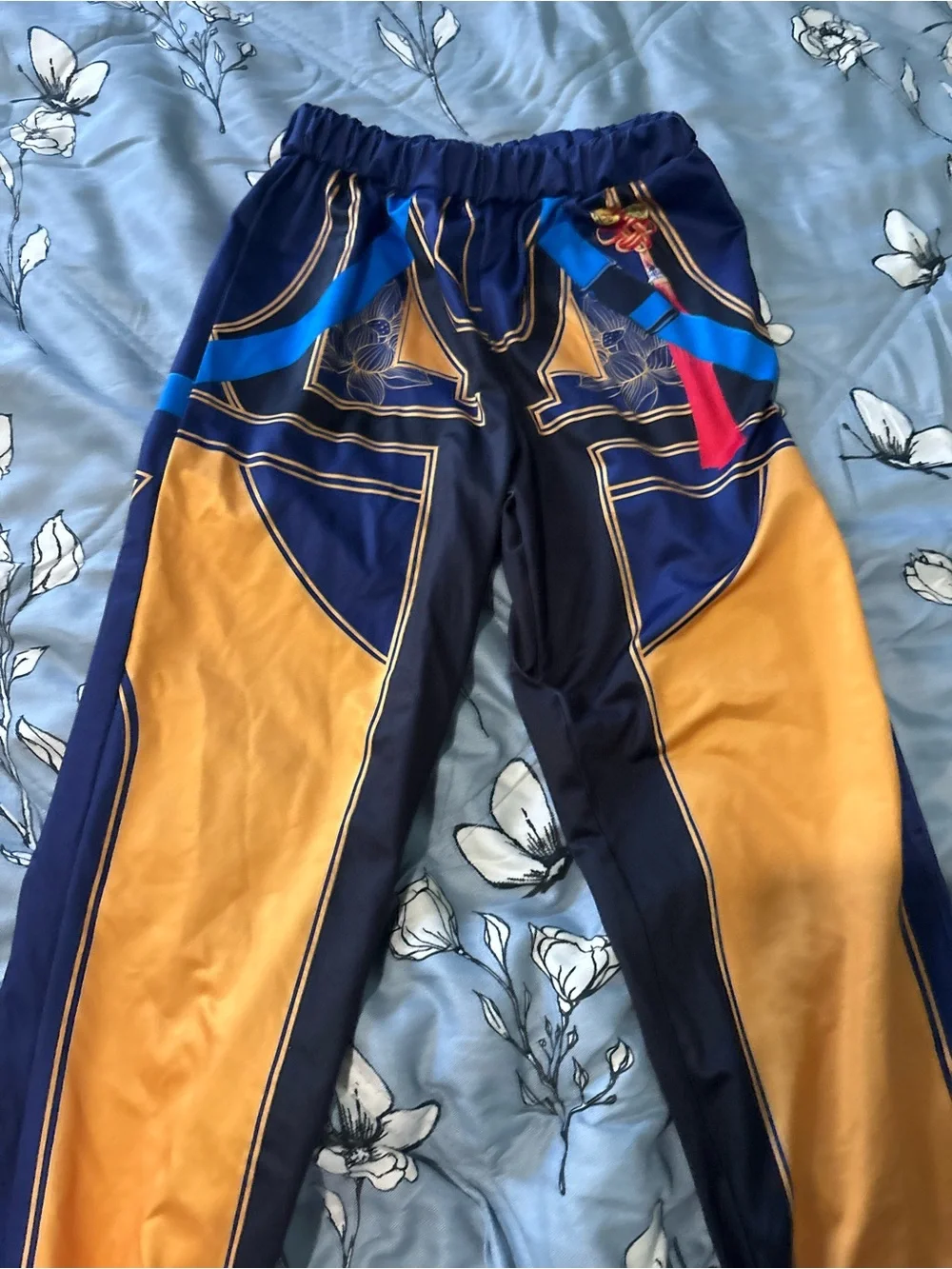 K pop demon hunter Zoe pants Navy, Gold and Blue Kids Costume Pants
